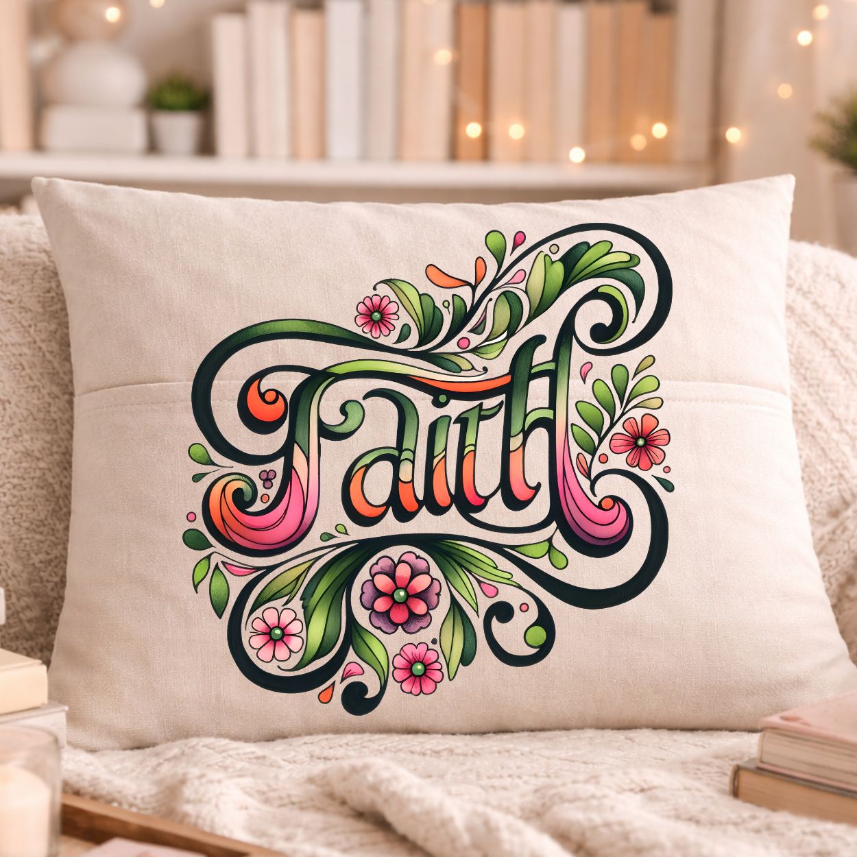 Throw Pillow- Floral Faith