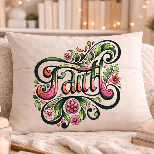 Throw Pillow- Floral Faith