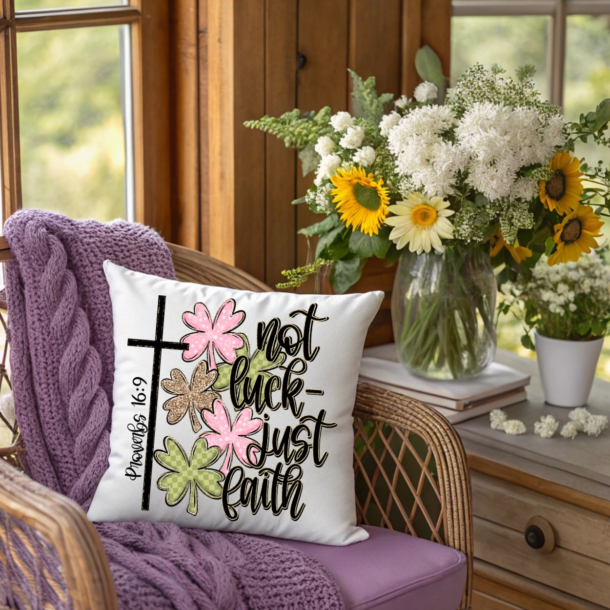 Throw Pillow- Not Luck Just Faith