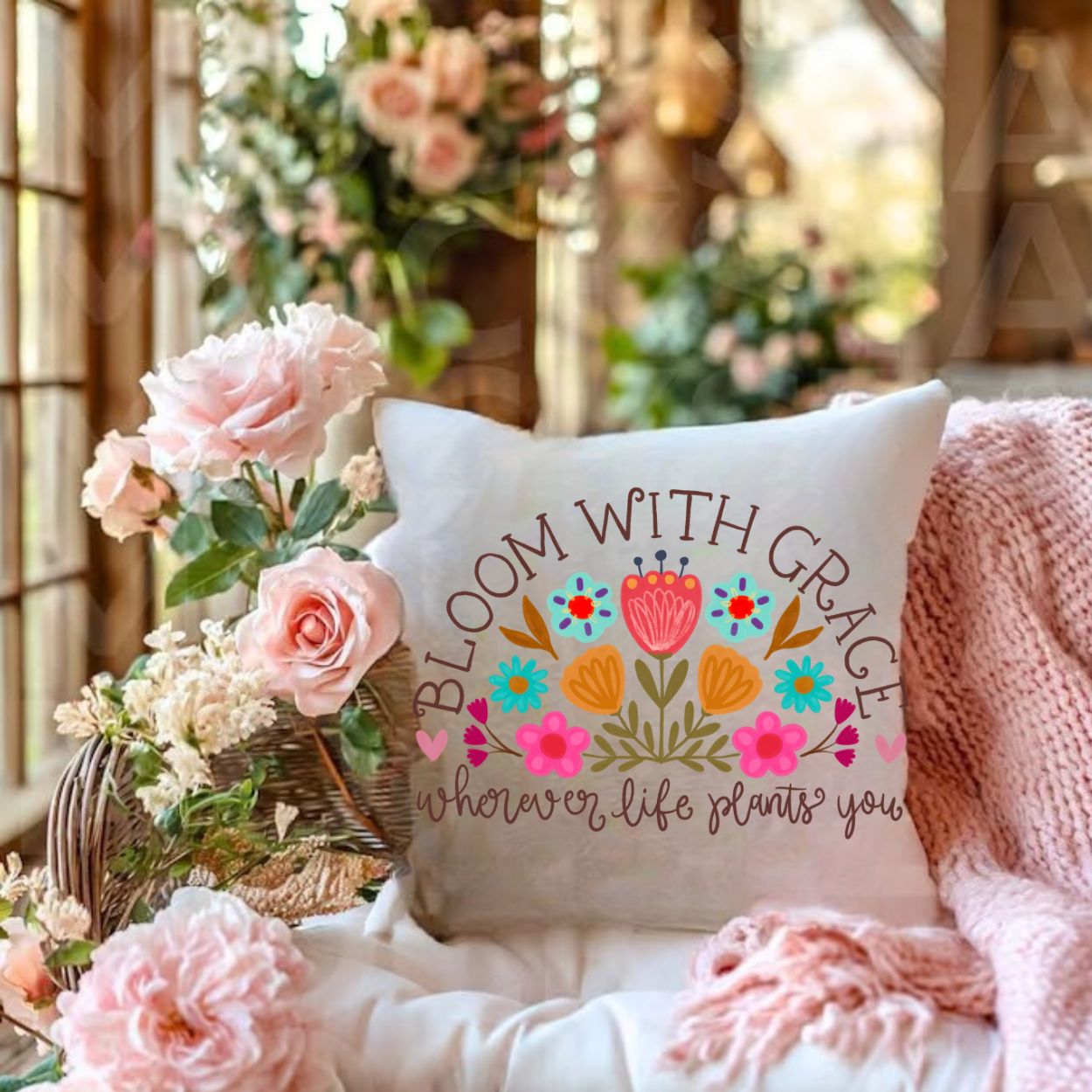 Throw Pillow- Bloom with Grace