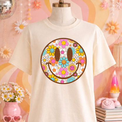 Floral Smiley Flowers - TShirt, Tank or Hoodie