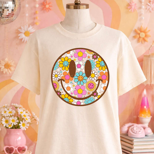 Floral Smiley Flowers - TShirt, Tank or Hoodie