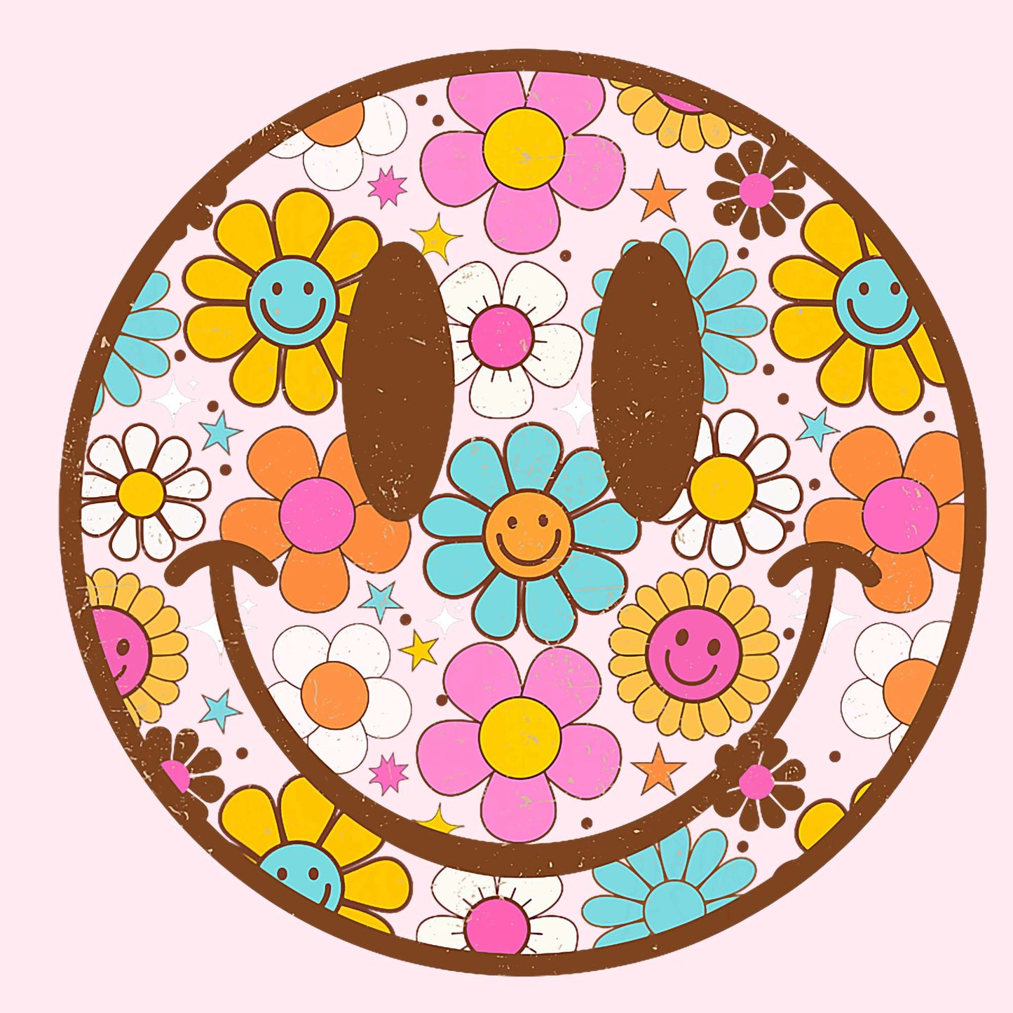 Floral Smiley Flowers - TShirt, Tank or Hoodie
