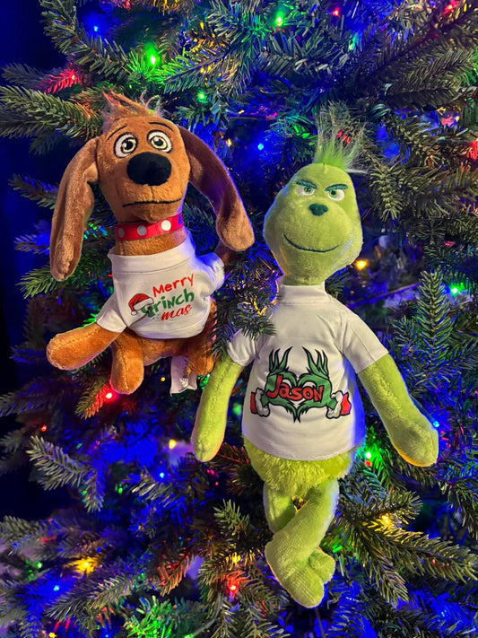 Grinch and Max stuffed animals