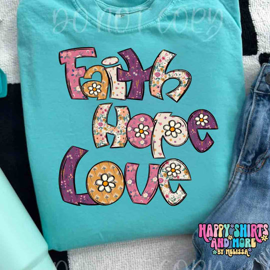 Faith Hope Love wildflowers-Digital design