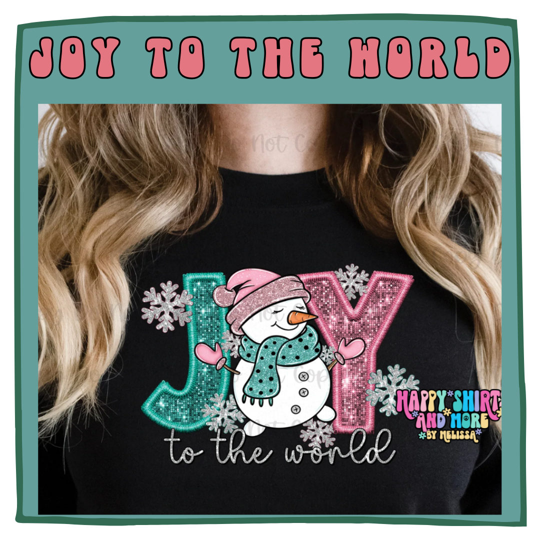 Joy to the World- faux embroidery/glitter Sweatshirt or Hoodie