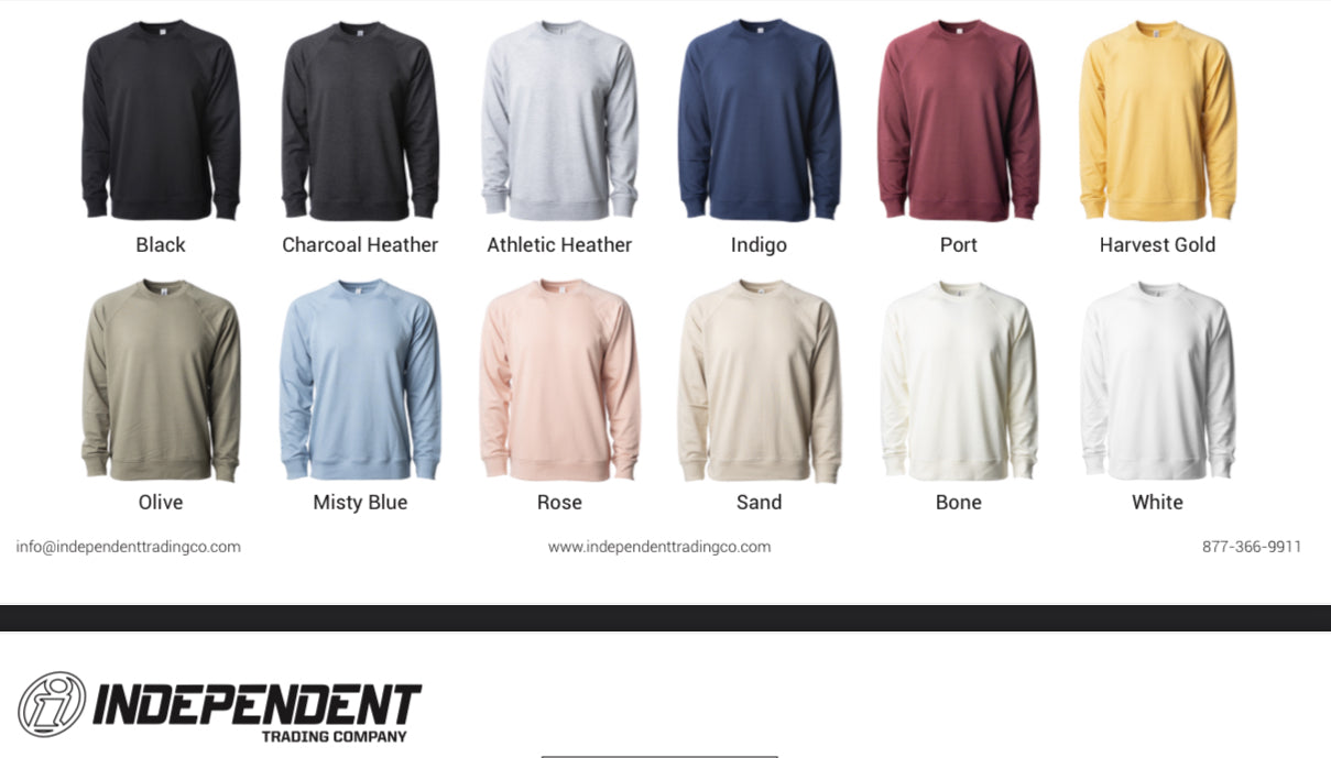 Independent Trading Co. Loopback Terry Crewneck Sweatshirt