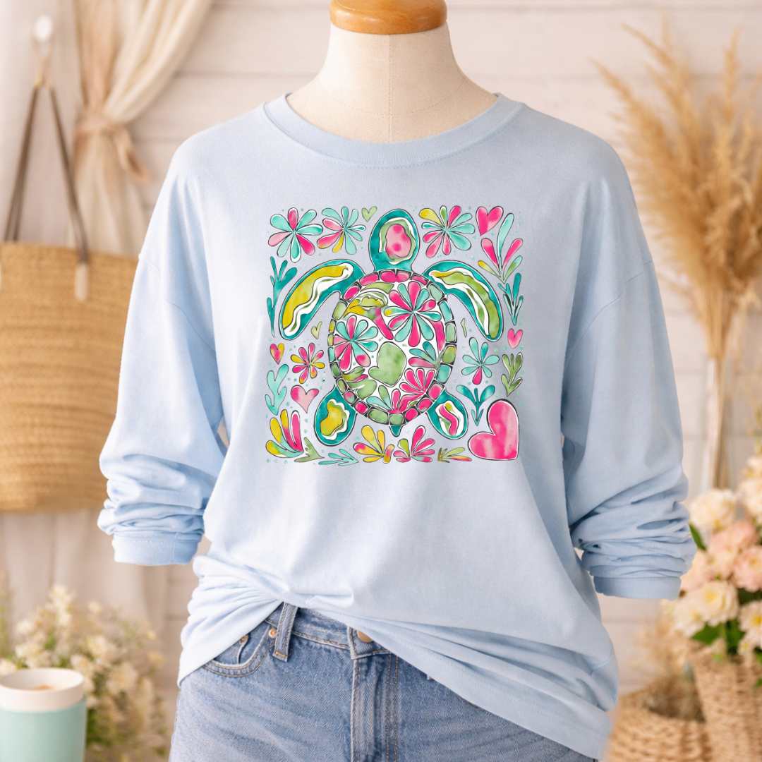 Boho Marine Life- Hand Drawn Sea Turtle