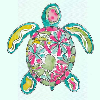 Boho Marine Life- Hand Drawn Sea Turtle