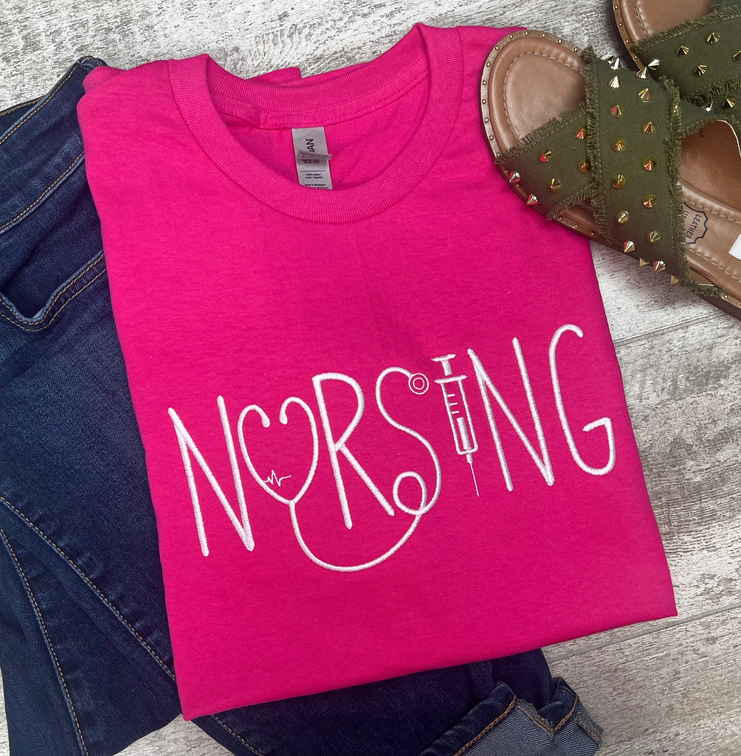 Love for Nursing Embroidered Design -Tee or Sweatshirt