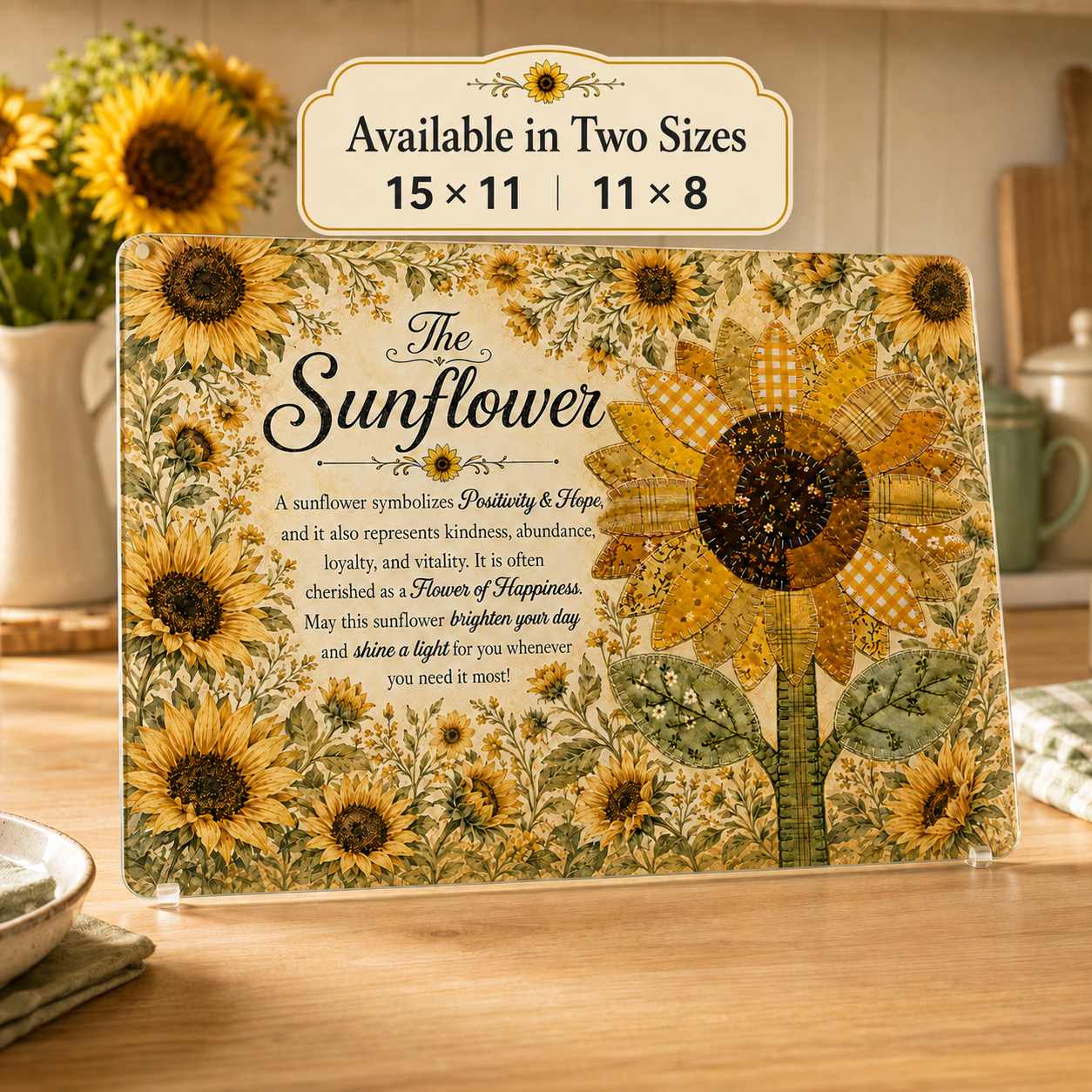 Sunflower Themed Glass Cutting Board- Choose Your Favorite Design