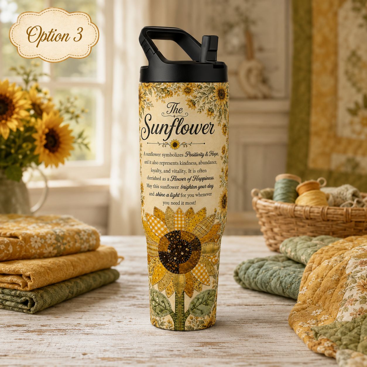 Sunshine and Sunflowers Themed 30 oz Hydro Bottle