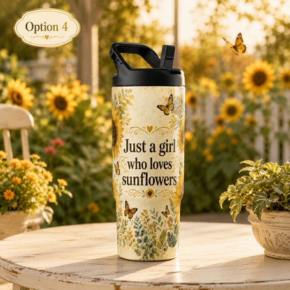 Sunshine and Sunflowers Themed 30 oz Hydro Bottle