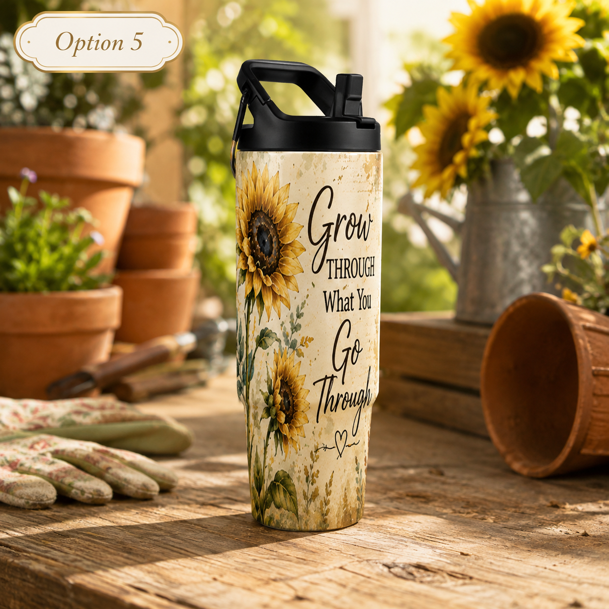 Sunshine and Sunflowers Themed 30 oz Hydro Bottle