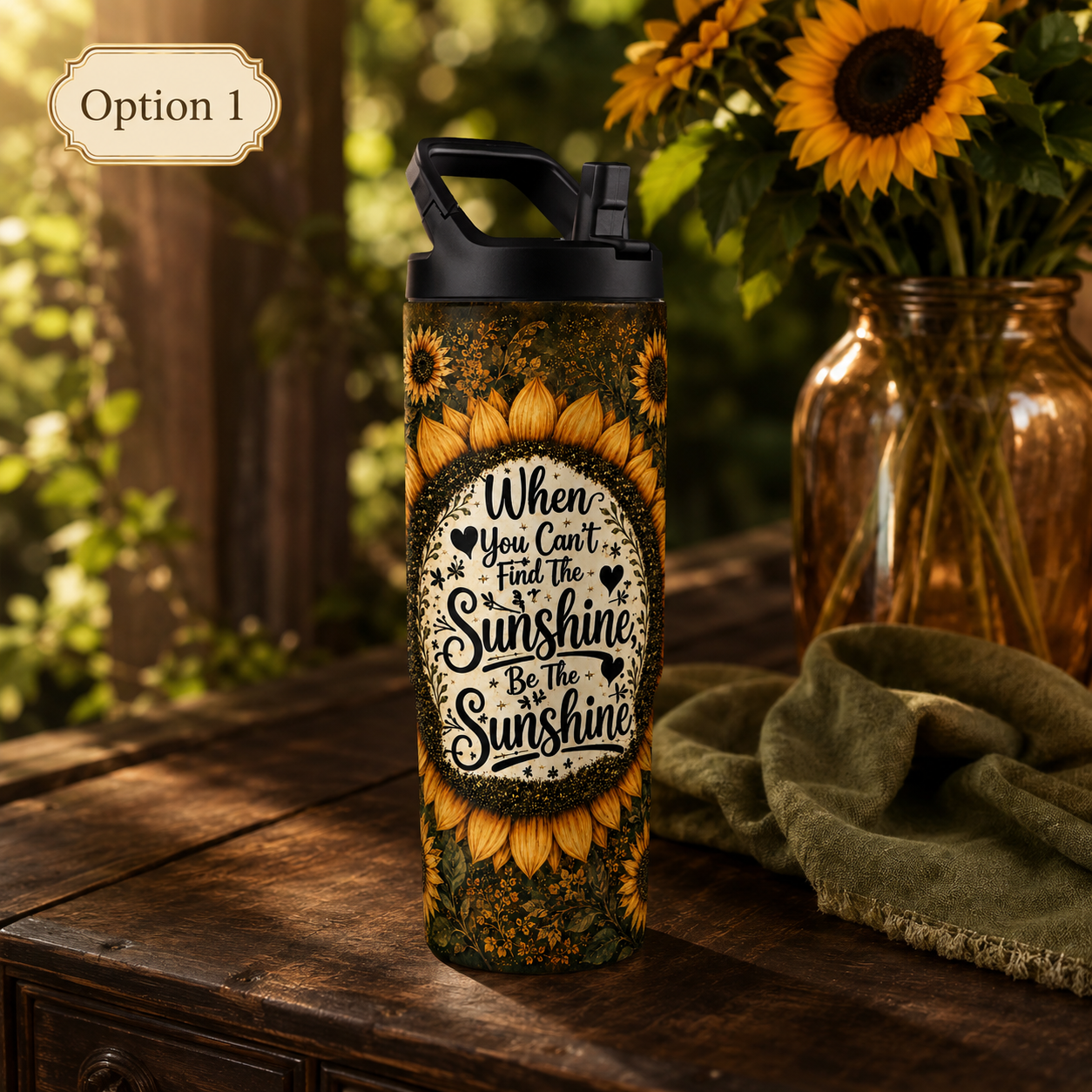 Sunshine and Sunflowers Themed 30 oz Hydro Bottle