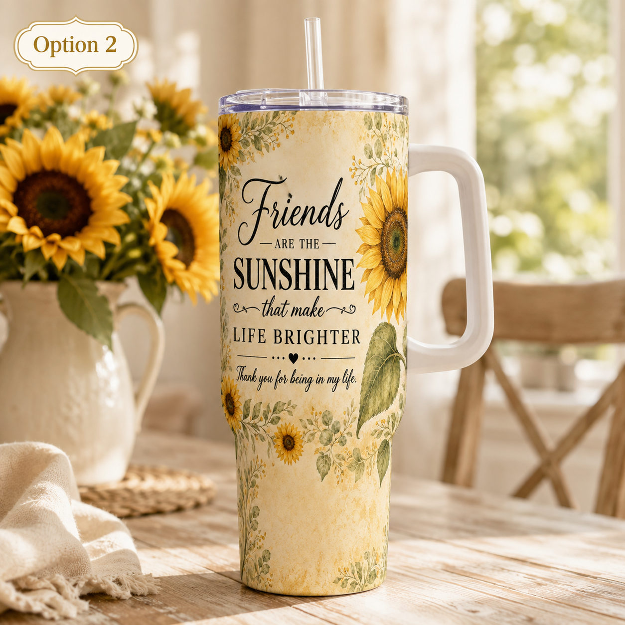 Sunflowers and Sunshine Themed 40oz. Tumbler