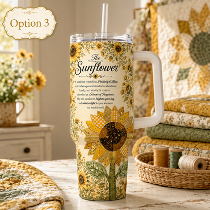 Sunflowers and Sunshine Themed 40oz. Tumbler