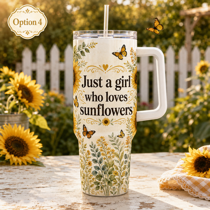 Sunflowers and Sunshine Themed 40oz. Tumbler