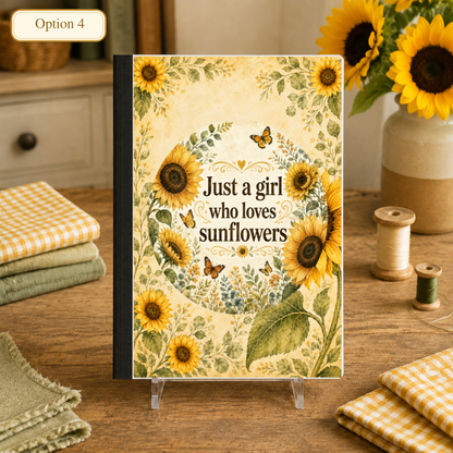 Sunflowers, Sunshine and Smiles- Custom Notebooks