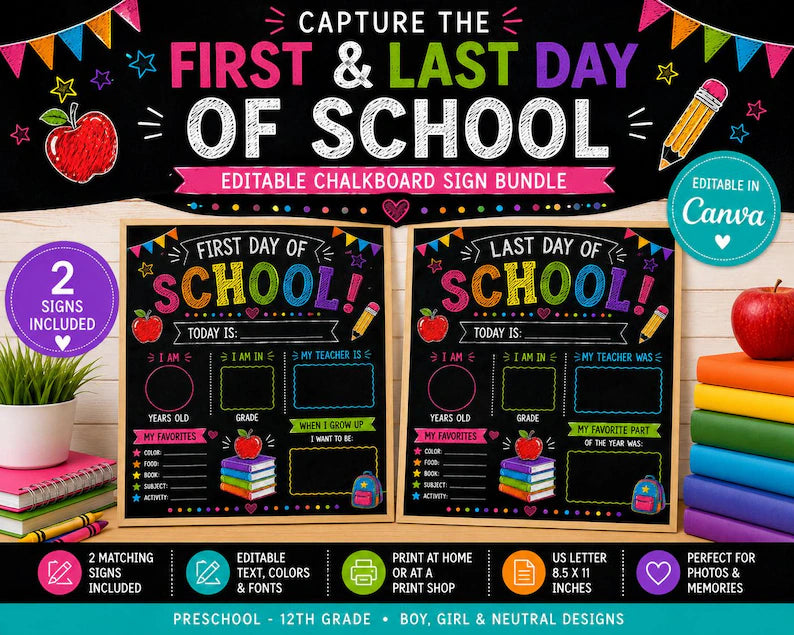 Personalized First &  Last Day of School Boards