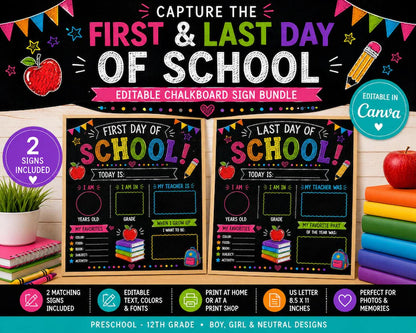 Personalized First &  Last Day of School Boards