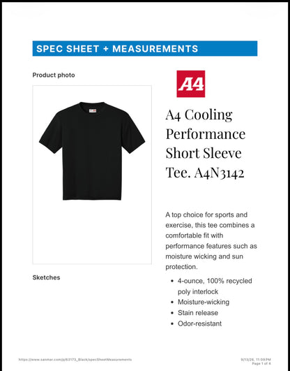 Hudson Valley Flames- Adult A4 Dry Fit Performance Tee