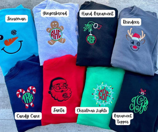 🎄 Limited Edition Holiday Embroidered Crewneck Sweatshirts — Order by November 30th! 🎁