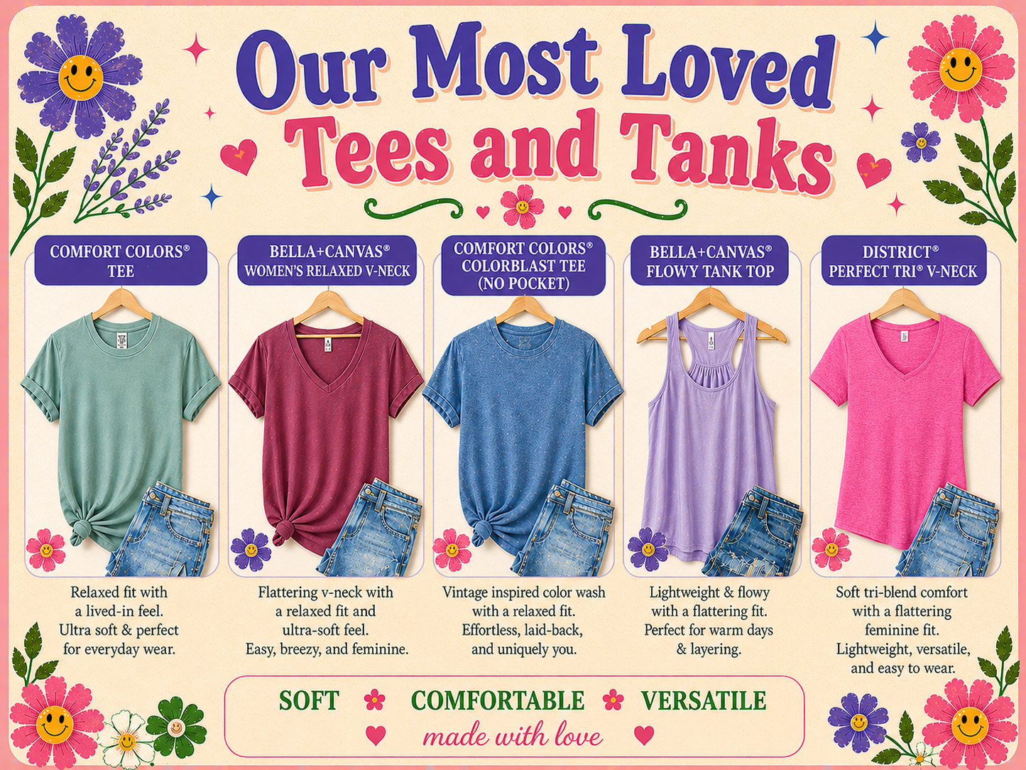 Our Most Loved Tees and Tank Tops- Choose your style and design!
