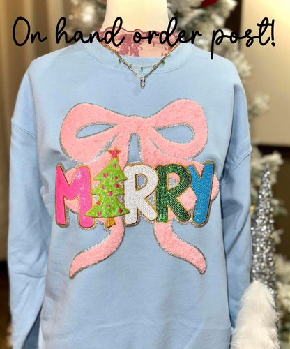 🎀 Custom MERRY Christmas Sweatshirt — Limited Edition Patch Design