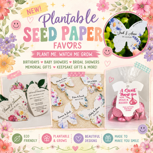 Personalized Plantable Seed Paper Party Favors | Custom Wildflower Favors