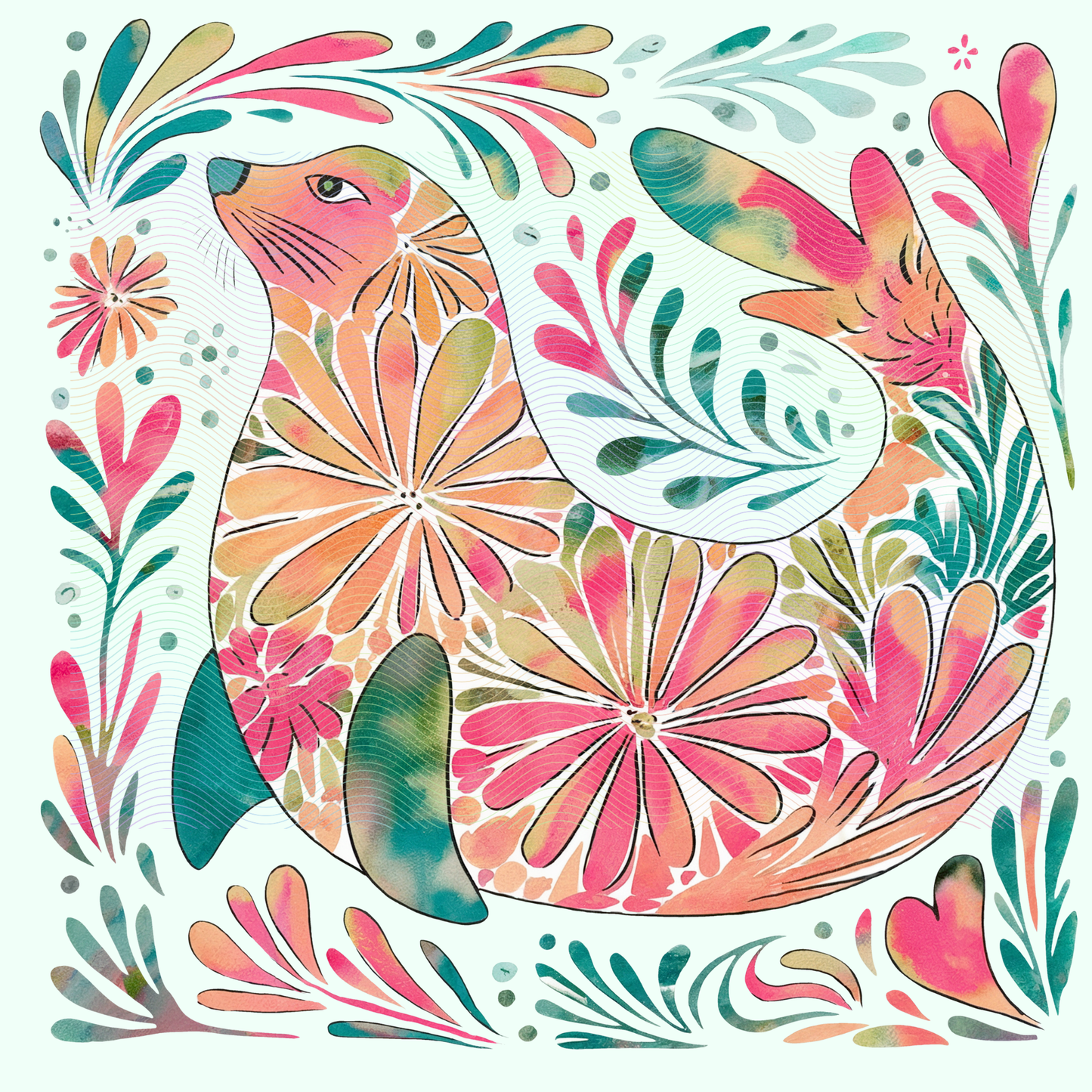 Boho Marine Life- Hand Drawn Sea Lion