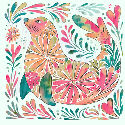 Boho Marine Life- Hand Drawn Sea Lion