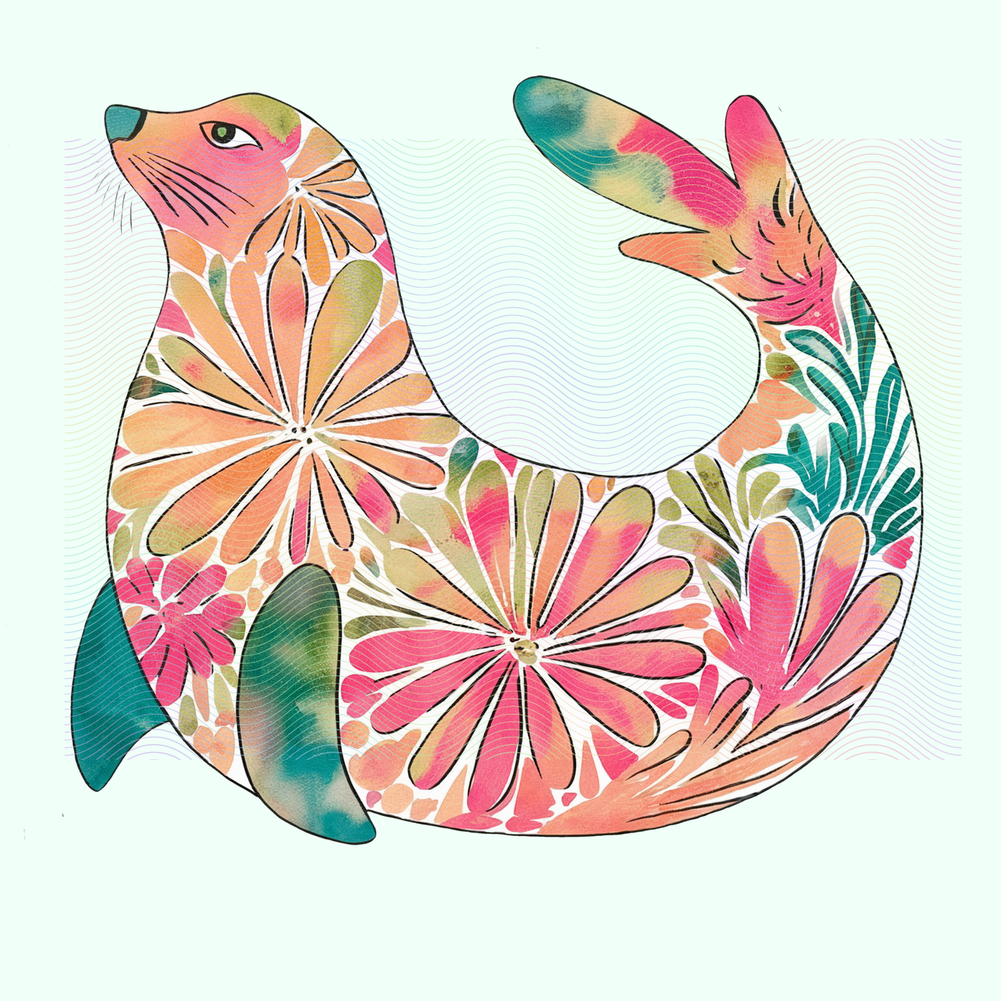 Boho Marine Life- Hand Drawn Sea Lion
