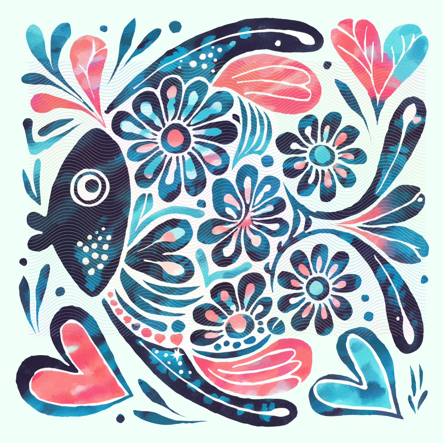 Boho Marine Life- Hand Drawn Tropical Fish
