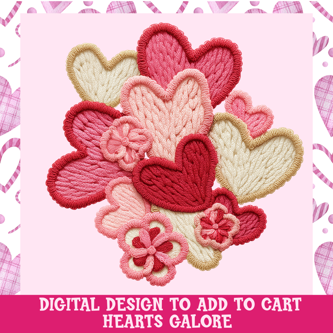 Design only- Yarn effect hearts galore