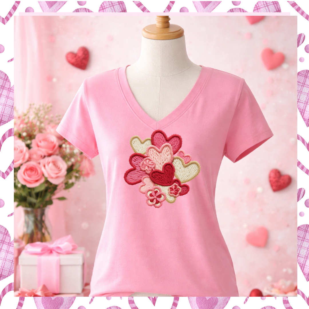 Design only- Yarn effect hearts galore