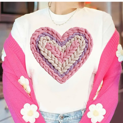 Design only- Yarn effect pink/ purple crochet heart