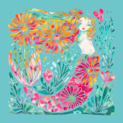 Boho Marine Life- Hand Drawn Mermaid