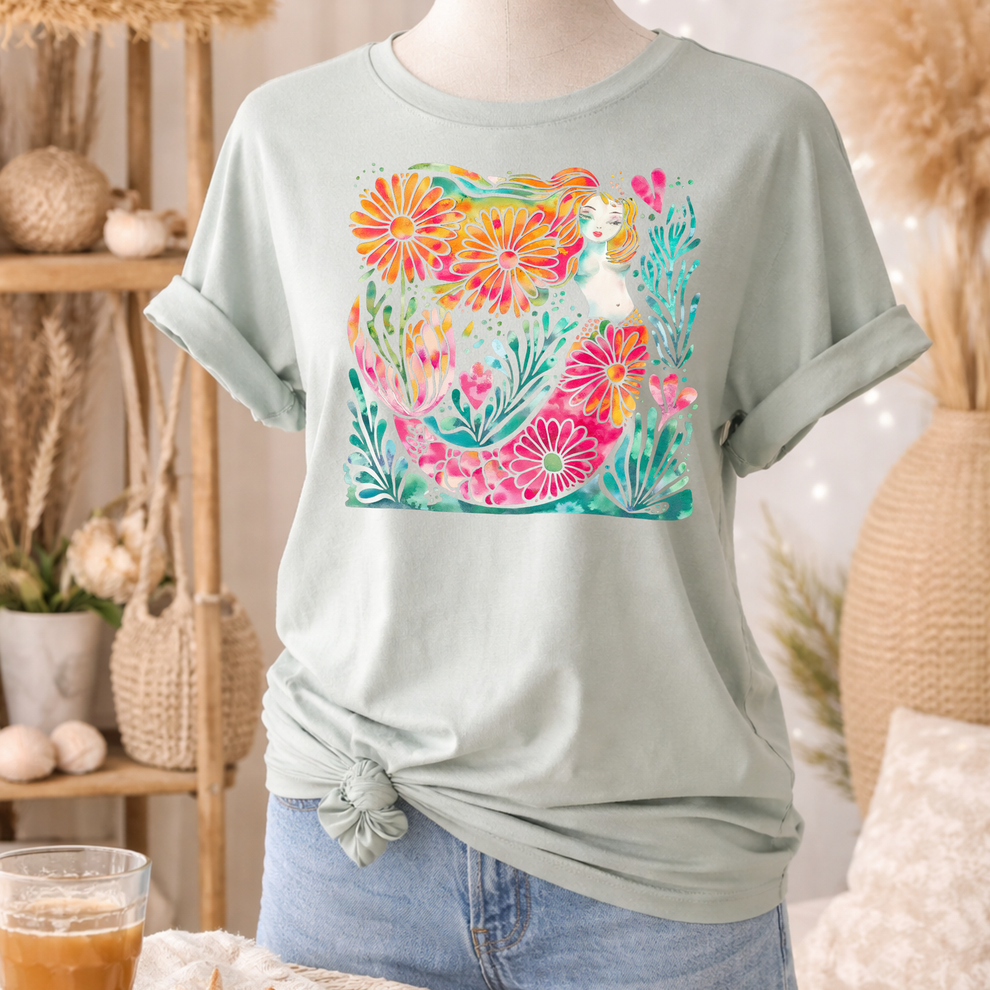 Boho Marine Life- Hand Drawn Mermaid
