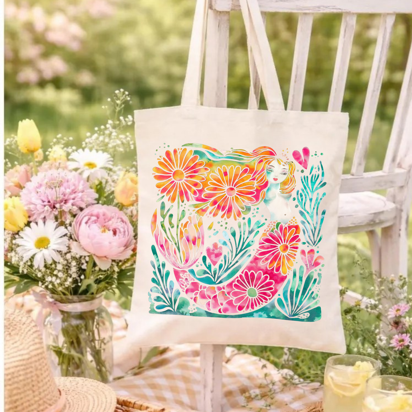Boho Marine Life- Hand Drawn Mermaid