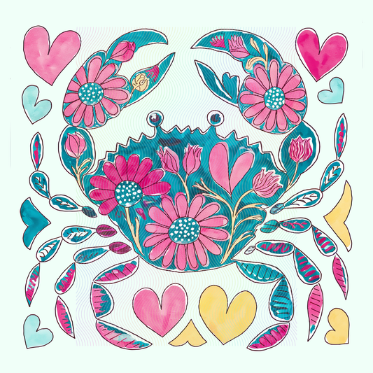 Boho Marine Life- Hand Drawn Crab