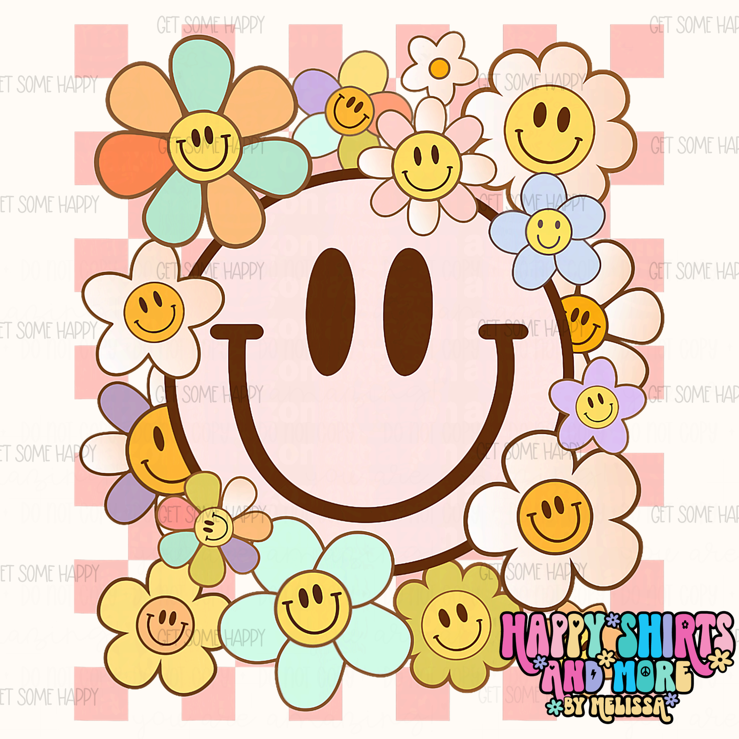 Checkered Floral Smiles - TShirt, Tank or Hoodie