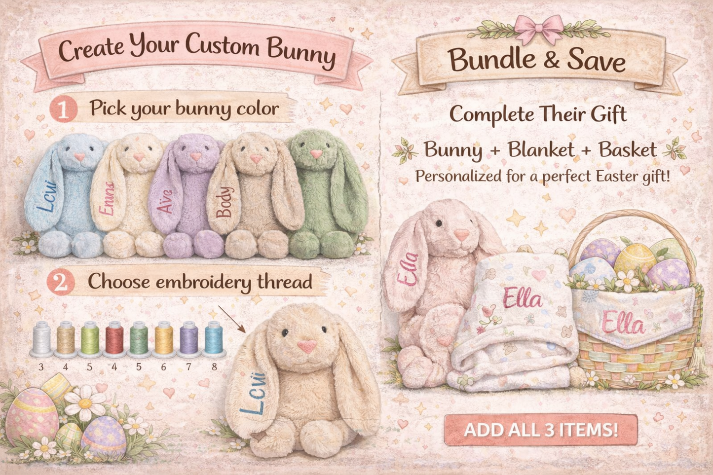 Custom Embroidered Bunny- Not just for Easter!