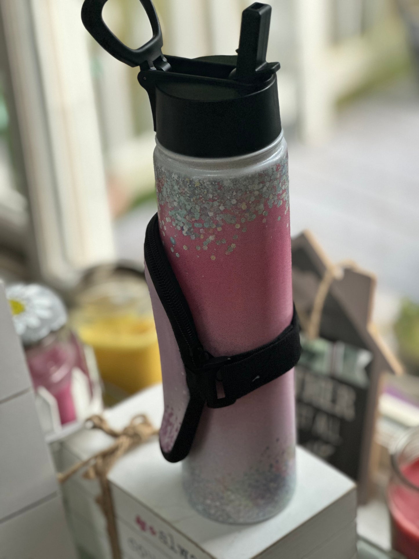 Shimmer and Sparkle Water Bottle with Attachable Pouch