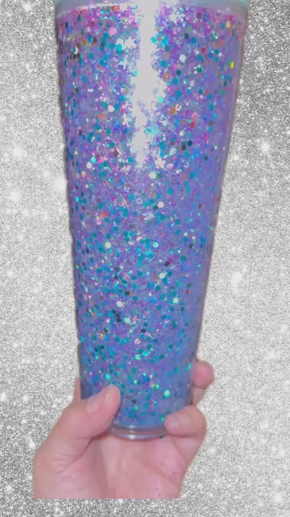 ✨ 24oz Glow-in-the-Dark Snow Globe Acrylic Tumbler ✨