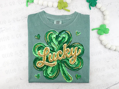 Lucky Brushstroke Shamrock- T-Shirt, Tank, Hoodie or Tote Bag