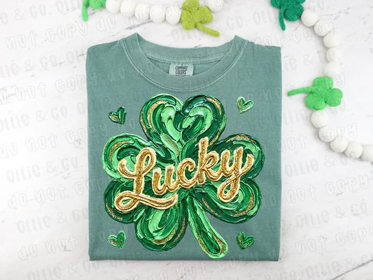 Lucky Brushstroke Shamrock- T-Shirt, Tank, Hoodie or Tote Bag
