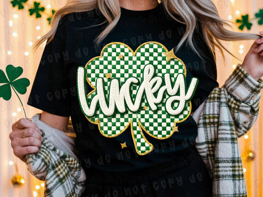 Lucky Faux Yarn Shamrock - T-Shirt, Tank or Hoodie